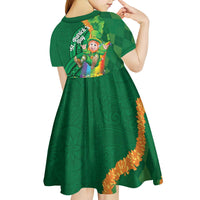 St Patrick's Day Hawaii Kid Short Sleeve Dress Hauoli Maoli Funny Shaka Leprechaun