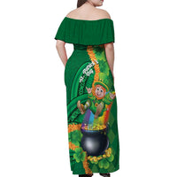 St Patrick's Day Hawaii Off Shoulder Maxi Dress Hauoli Maoli Funny Shaka Leprechaun