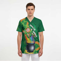 St Patrick's Day Hawaii Scrub Top Hauoli Maoli Funny Shaka Leprechaun