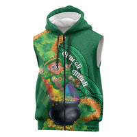 St Patrick's Day Hawaii Sleeveless Zip Hoodie Hauoli Maoli Funny Shaka Leprechaun