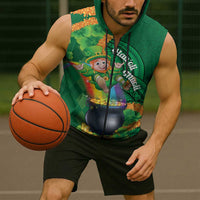 St Patrick's Day Hawaii Sleeveless Zip Hoodie Hauoli Maoli Funny Shaka Leprechaun