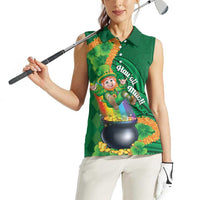St Patrick's Day Hawaii Women Sleeveless Polo Shirt Hauoli Maoli Funny Shaka Leprechaun