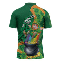 St Patrick's Day Hawaii Zipper Polo Shirt Hauoli Maoli Funny Shaka Leprechaun LT14 - Polynesian Pride