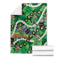 St Patrick's Day Palaka Hawaii Blanket Kukui Nut Pikake Lei Shamrock Dabbing Leprechaun
