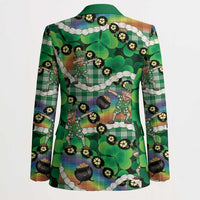 St Patrick's Day Palaka Hawaii Blazer Kukui Nut Pikake Lei Shamrock Dabbing Leprechaun