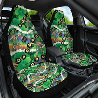 St Patrick's Day Palaka Hawaii Car Seat Cover Kukui Nut Pikake Lei Shamrock Dabbing Leprechaun