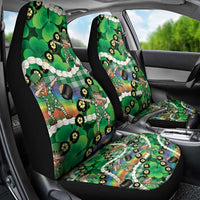 St Patrick's Day Palaka Hawaii Car Seat Cover Kukui Nut Pikake Lei Shamrock Dabbing Leprechaun
