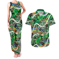 St Patrick's Day Palaka Hawaii Couples Matching Tank Maxi Dress and Hawaiian Shirt Kukui Nut Pikake Lei Shamrock Dabbing Leprechaun LT14 Green - Polynesian Pride