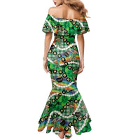 St Patrick's Day Palaka Hawaii Family Matching Mermaid Dress and Hawaiian Shirt Kukui Nut Pikake Lei Shamrock Dabbing Leprechaun LT14 - Polynesian Pride