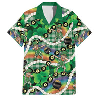 St Patrick's Day Palaka Hawaii Hawaiian Shirt Kukui Nut Pikake Lei Shamrock Dabbing Leprechaun