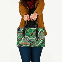 St Patrick's Day Palaka Hawaii Leather Bag Kukui Nut Pikake Lei Shamrock Dabbing Leprechaun