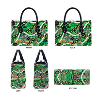 St Patrick's Day Palaka Hawaii Leather Bag Kukui Nut Pikake Lei Shamrock Dabbing Leprechaun