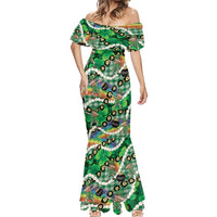 St Patrick's Day Palaka Hawaii Mermaid Dress Kukui Nut Pikake Lei Shamrock Dabbing Leprechaun