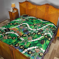 St Patrick's Day Palaka Hawaii Quilt Kukui Nut Pikake Lei Shamrock Dabbing Leprechaun