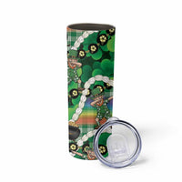 St Patrick's Day Palaka Hawaii Skinny Tumbler Kukui Nut Pikake Lei Shamrock Dabbing Leprechaun LT14 - Polynesian Pride