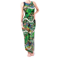 St Patrick's Day Palaka Hawaii Tank Maxi Dress Kukui Nut Pikake Lei Shamrock Dabbing Leprechaun