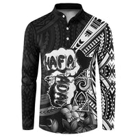 Hafa Adai Guam Discovery Day Button Sweatshirt Chamorro Latte Stone Hand Black Version