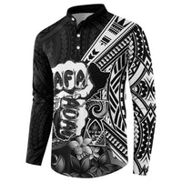 Hafa Adai Guam Discovery Day Button Sweatshirt Chamorro Latte Stone Hand Black Version