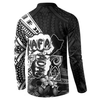 Hafa Adai Guam Discovery Day Button Sweatshirt Chamorro Latte Stone Hand Black Version