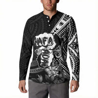 Hafa Adai Guam Discovery Day Button Sweatshirt Chamorro Latte Stone Hand Black Version