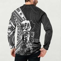 Hafa Adai Guam Discovery Day Button Sweatshirt Chamorro Latte Stone Hand Black Version