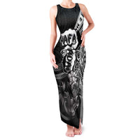 Hafa Adai Guam Discovery Day Family Matching Tank Maxi Dress and Hawaiian Shirt Chamorro Latte Stone Hand Black Version LT14 Mom's Dress Black - Polynesian Pride