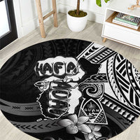 Hafa Adai Guam Discovery Day Round Carpet Chamorro Latte Stone Hand Black Version