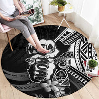Hafa Adai Guam Discovery Day Round Carpet Chamorro Latte Stone Hand Black Version