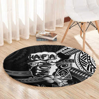 Hafa Adai Guam Discovery Day Round Carpet Chamorro Latte Stone Hand Black Version