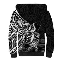 Hafa Adai Guam Discovery Day Sherpa Hoodie Chamorro Latte Stone Hand Black Version