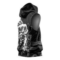 Hafa Adai Guam Discovery Day Sleeveless Hoodie Chamorro Latte Stone Hand Black Version
