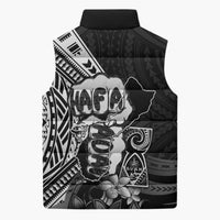 Hafa Adai Guam Discovery Day Sleeveless Puffer Jacket Chamorro Latte Stone Hand Black Version LT14 - Polynesian Pride