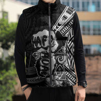 Hafa Adai Guam Discovery Day Sleeveless Puffer Jacket Chamorro Latte Stone Hand Black Version LT14 - Polynesian Pride