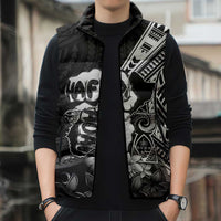 Hafa Adai Guam Discovery Day Sleeveless Puffer Jacket Chamorro Latte Stone Hand Black Version LT14 - Polynesian Pride
