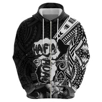 Hafa Adai Guam Discovery Day Zip Hoodie Chamorro Latte Stone Hand Black Version LT14 - Polynesian Pride