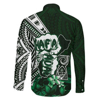 Hafa Adai Guam Discovery Day Family Matching Long Sleeve Bodycon Dress and Hawaiian Shirt Chamorro Latte Stone Hand Green Version