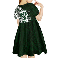 Hafa Adai Guam Discovery Day Kid Short Sleeve Dress Chamorro Latte Stone Hand Green Version