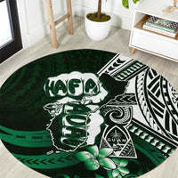 Hafa Adai Guam Discovery Day Round Carpet Chamorro Latte Stone Hand Green Version