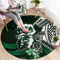 Hafa Adai Guam Discovery Day Round Carpet Chamorro Latte Stone Hand Green Version