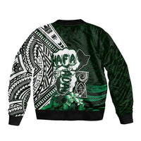 Hafa Adai Guam Discovery Day Sleeve Zip Bomber Jacket Chamorro Latte Stone Hand Green Version LT14 - Polynesian Pride