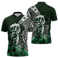 Hafa Adai Guam Discovery Day Zipper Polo Shirt Chamorro Latte Stone Hand Green Version