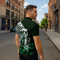 Hafa Adai Guam Discovery Day Zipper Polo Shirt Chamorro Latte Stone Hand Green Version