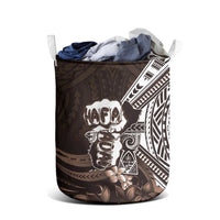 Hafa Adai Guam Discovery Day Laundry Basket Chamorro Latte Stone Hand Brown Version