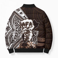 Hafa Adai Guam Discovery Day Bomber Puffer Jacket Chamorro Latte Stone Hand Brown Version