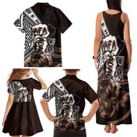 Hafa Adai Guam Discovery Day Family Matching Tank Maxi Dress and Hawaiian Shirt Chamorro Latte Stone Hand Brown Version LT14 - Polynesian Pride