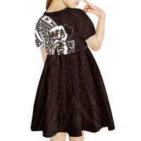 Hafa Adai Guam Discovery Day Kid Short Sleeve Dress Chamorro Latte Stone Hand Brown Version