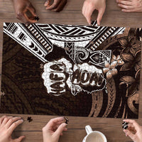 Hafa Adai Guam Discovery Day Puzzle Chamorro Latte Stone Hand Brown Version