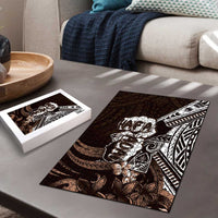 Hafa Adai Guam Discovery Day Puzzle Chamorro Latte Stone Hand Brown Version