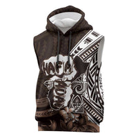 Hafa Adai Guam Discovery Day Sleeveless Hoodie Chamorro Latte Stone Hand Brown Version