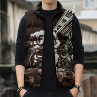 Hafa Adai Guam Discovery Day Sleeveless Puffer Jacket Chamorro Latte Stone Hand Brown Version